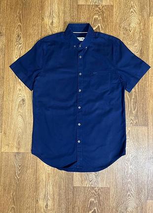 Чоловіча сорочка lacoste з коротким рукавом, темно-синя regular fit