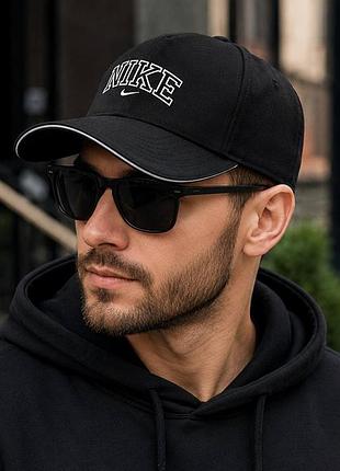 Кепка-тракер nike черная, хлопок, ручная работа (размеры s, m, l/xl)