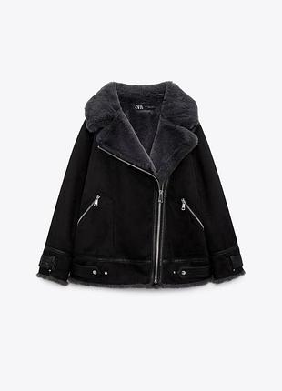 Жіноча замшева дублянка авіатор zara