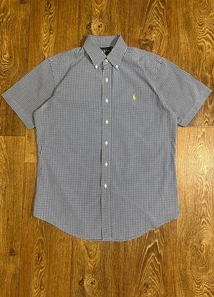 Стильна чоловіча сорочка ralph lauren custom fit у дрібну клітинку з коротким рукавом