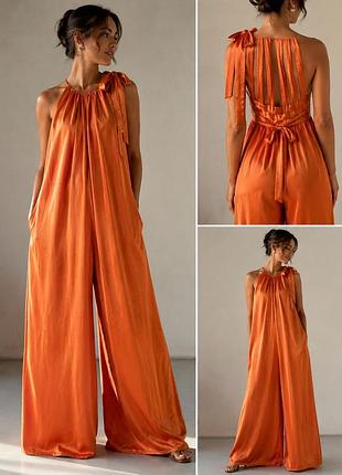 Asos design — ефектний сатиновий комбінезон із брюками палаццо, xs