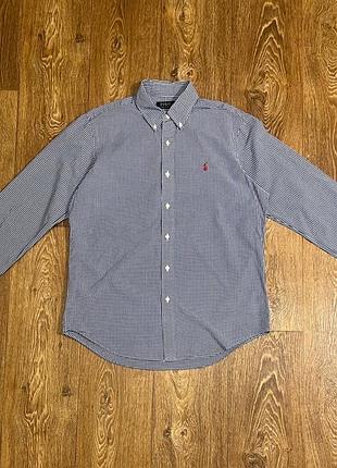 Стильна чоловіча сорочка polo ralph lauren у дрібну клітинку з довгим рукавом