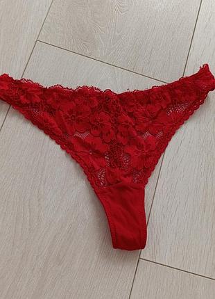 Красные трусики ажурные стринги кружевные бикини кружные танга xs s 6 8 34 36 42 44