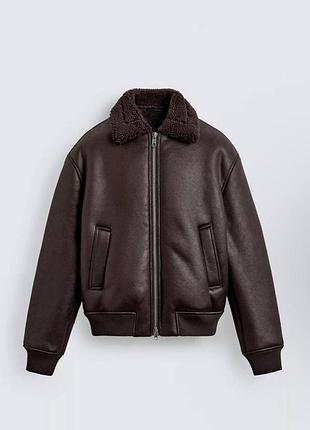Чоловіча дублянка авіатор з еко шкіри zara