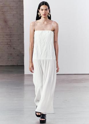 Довга біла сукня zara