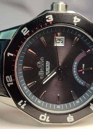 Годинник чоловічий спортивний ellesse з функцією dual-time, чорний циферблат, шкіряний ремінець
