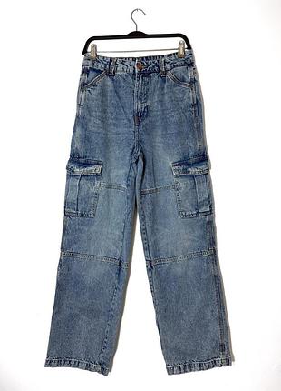 Синие джинсы багги карго h&amp;m y2k