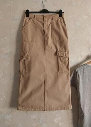 Юбка девушке h&amp;m карго миди, хлопок, прямая