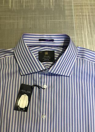 Marks&spenser 💙чоловіча нова сорочка рубашка бавовна-шовку довгим рукавом і французькими манжетами під запанки💛3xl 58 чоловічий/жіночий одяг// унісекс