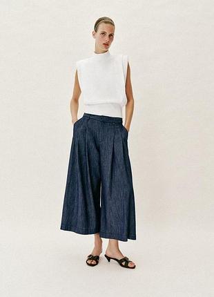 Кюлоти штани з міксу льону та бавовни з нової колекції zara,p. m