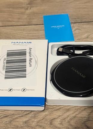 Беспроводное зарядное устройство (блинчик) nanami fast wireless charging pad (10w / 15w qi).
