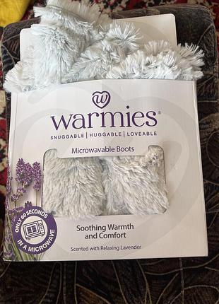 Грілки-чобітки warmies microwavable boots у кольорі "marshmallow" (світло-сірий), які можна швидко нагріти в мікрохвильовій печі