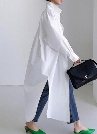 Белое хлопковое платье рубашка от h&amp;m