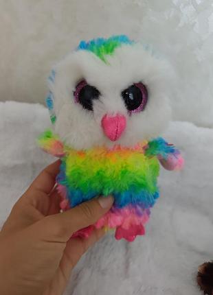 Мягкая игрушка сова гластик овен ty beanie boo's