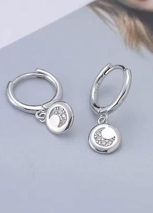 Серебряные серьги полумесяц 925