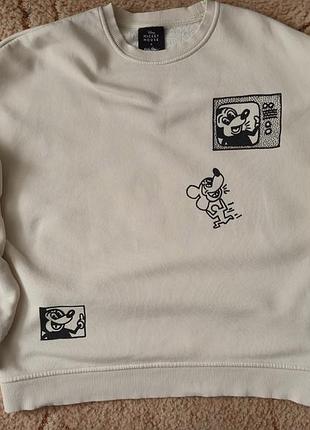 Оверсайз світшот primark x disney x keith haring (розмір m) молочного кольору