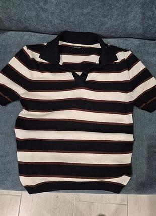 Трикотажное поло massimo dutti в полоску xs