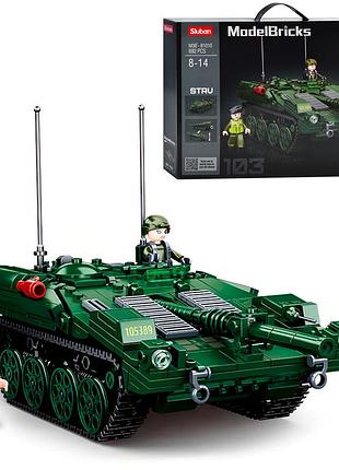 Конструктор sluban modelbricks m38-b1010 військовий танк strv 103, 692 деталі