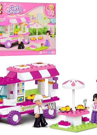 Конструктор sluban girl's dream m38-b0155 кафе на колесах, 102 детали