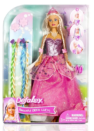 Кукла defa lucy "яркая модница" (в комплекте цветные пряди, шпильки и расческа, розовая одежда) 8182