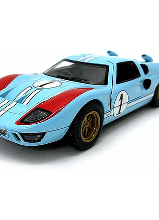 Машинка металлическая kinsmart 1:32 1966 ford gt40 mkii kt5427wf инерционная, дверь открывается / голубой