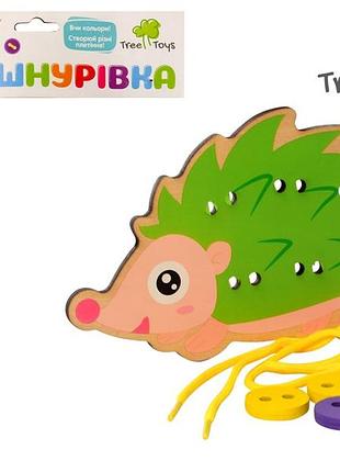 Деревянная игрушка шнуровка md 2658 ежик