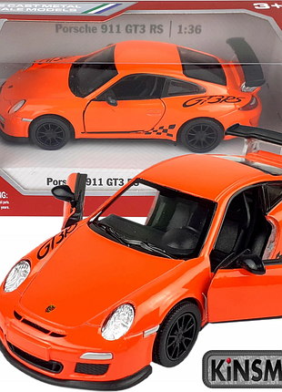 Металлическая машинка kinsmart 1:36 2010 porsche 911 gt3 rs kt5352w, инерционная / оранжевый