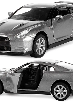 Машинка металева kinsmart 1:36 2009 nissan gt-r r35 інерційна, двері відчиняються kt5340w / сріблястий