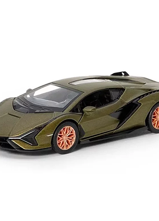 Машинка металлическая kinsmart kt5431w 1:40 2018 lamborghini sian fkp 37 инерционная, дверь открывается / темно-зеленый