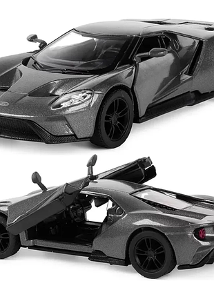 Машинка металева kinsmart 1:38 2017 ford gt інерційна, двері відчиняються kt5391w / сріблястий