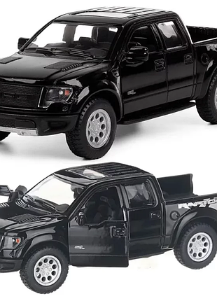Машинка металева kinsmart 1:46 2013 ford f-150 svt raptor supercrew kt5365w інерційна, двері відчиняються / чорний