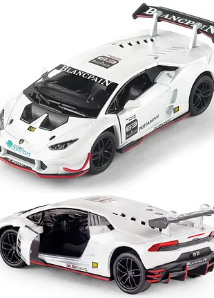 Машинка металлическая kinsmart 1:36 lamborghini huracan lp620-2 kt5389w инерционная, дверь открывается / белый