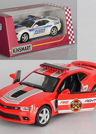 Металева машинка kinsmart 1:38 "2014 chevrolet camaro" kt5383wpr, інерційна / fire fighter