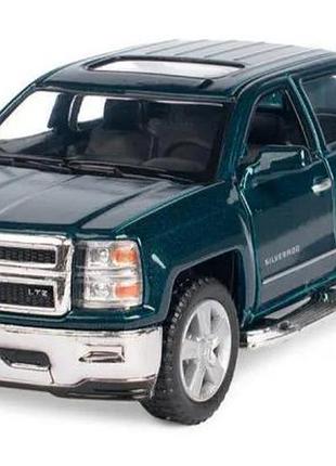 Машинка металева kinsmart 1:46 2014 chevrolet silverado інерційна, двері та багажник відчиняються kt5381w / зелений