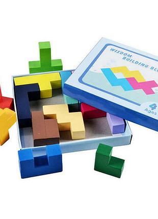 Дерев'яна логічна головоломка md2460 wisdom building blocks пентоміно, 15 деталей