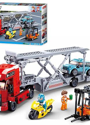 Конструктор sluban town m38-b0880 грузовик автовоз с машинами, 542 детали