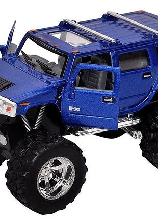 Машинка металева kinsmart kt5337wb 1:40 2008 hummer h2 suv off road інерційна, двері відчиняються / синій
