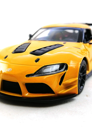 Машинка металлическая kinsmart 1:36 toyota gr supra racing concept kt5421w инерционная, двери открываются / желтый