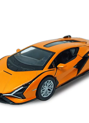 Машинка металлическая kinsmart kt5431w 1:40 2018 lamborghini sian fkp 37 инерционная, дверь открывается / оранжевый