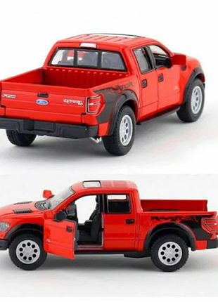 Машинка металева kinsmart 1:46 2013 ford f-150 svt raptor supercrew kt5365w інерційна, двері відчиняються / червоний