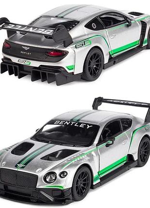 Металева машинка kinsmart 1:38 "bentley continental gt3" інерційна, срібляста, kt5417w