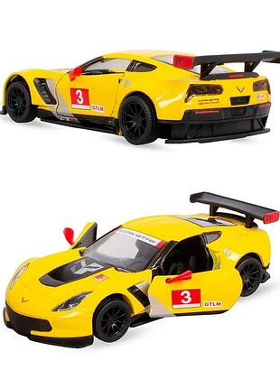 Машинка металлическая kinsmart 1:36 corvette c7. r race car 2016. желтого цвета (kt5397w)