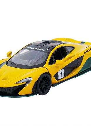 Машинка металева kinsmart 1:36 mclaren p1 інерційна, kt5393wf жовтий з принтом