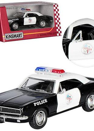 Машинка металлическая kinsmart kt5341wp 1:37 1967 chevrolet camaro z/28 police инерционная, двери открываются / полиция