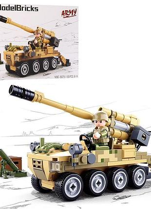 Конструктор sluban modelbricks m38-b0751 военная сау колесная гаубица, 159 деталей