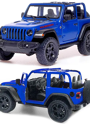 Машинка металева kinsmart 1:34 2018 jeep wrangler kt5412wa інерційна, двері відчиняються / синій з відкритим верхом