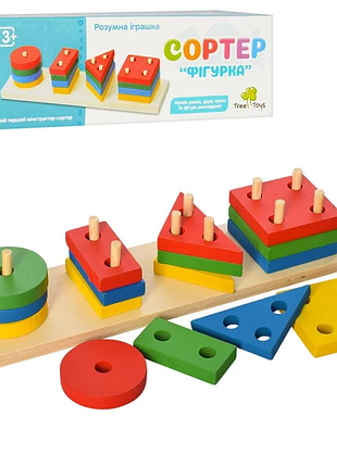 Дерев'яний сортер tree toys md 0715 геометрика пірамідка фігурки, від 3 років