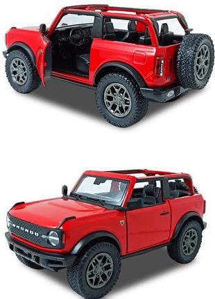 Машинка металлическая kinsmart 1:34 2022 ford bronco (open top) kt5438wa инерционная, двери открываются / красный