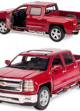 Машинка металева kinsmart 1:46 2014 chevrolet silverado інерційна, двері та багажник відчиняються kt5381w / бордовий