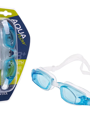 Очки для плавания intex 55682 aquaflow youth 8+ прозрачные линзы голубые